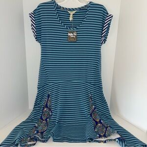 NWT Matilda Jane Walkabout Dress flare asymmetrical hem floral striped size M